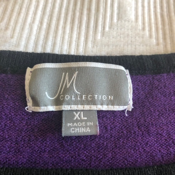 JM Collection Color Blocked Crew Neck Sweater - Picture 2 of 7